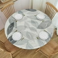 thumbnail image 1 of BANET  Spring Grey Teal Leaf Round Tablecloth Leaves Spring Summer Decorative Table Cloth Rustic Farmhouse Washable Polyester Table Cover for Kitchen Dining Room Party Home Decor 38"-42, 1 of 8