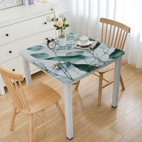 BANET Spring Leaf Floral Square Ruitic Table Cloth Fabric Green Grey Leaves s Decorative for Holiday Home Party 40*40
