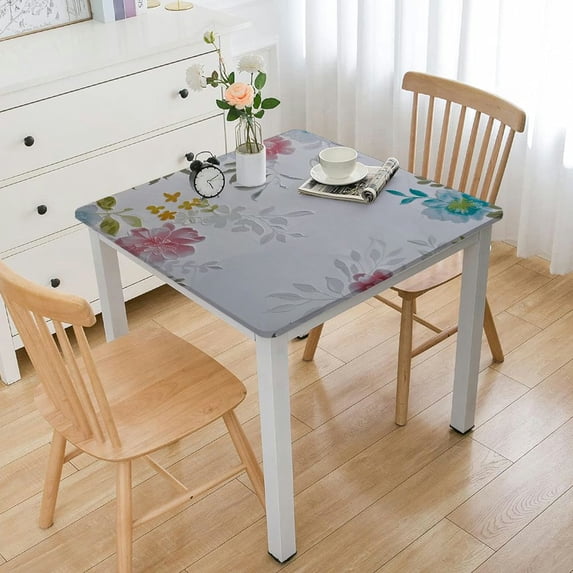 BANET Spring Rectangle Tablecloth Waterproof Watercolor Flower Botanical Border Fabric Table Cloth Stain and Wrinkle Resistant Spring Tablecloth for Dinner Kitchen and Party white