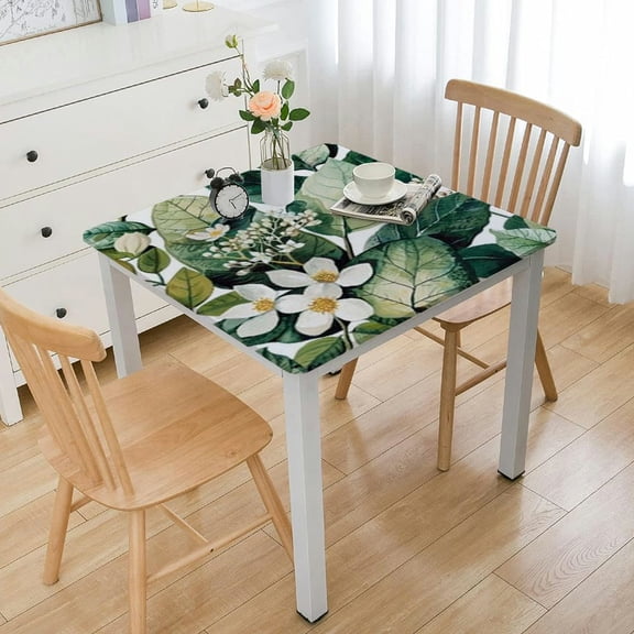 BANET Spring Sage Green Baby Shower Tablecloth, Eucalyptus Leaf Table Cover, Summer Rectangle Table Cloth for Bridal Baby Shower Birthday Wedding Party Decorations white