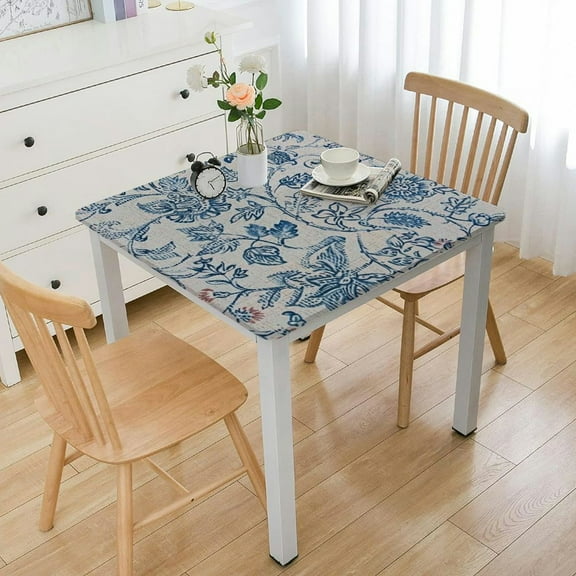 BANET Spring Square Table Linen Table Cloth Blue Decorative Square Table Flax Coffee Table Decor white