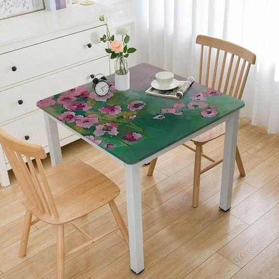BANET  Spring Square Tablecloth , Waterproof Polyester Table Cover for Wedding Party Banquet, Floral Hummingbird Print white