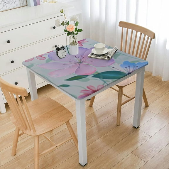 BANET Spring Summer Rectangle Table Cloth, Waterproof Fabric Table Cloth,Pink Stain Resistant Polyester Table Cover for Outdoor Picnic Dinning white