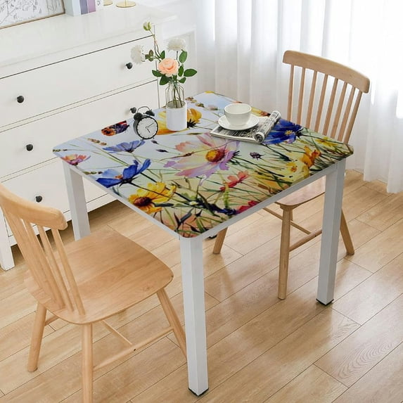 BANET Spring Tablecloth for Rectangle Tables - Blooming Flower Spring Decorations for Home - Water Resistant Flower Table Cloth for Party,Table white