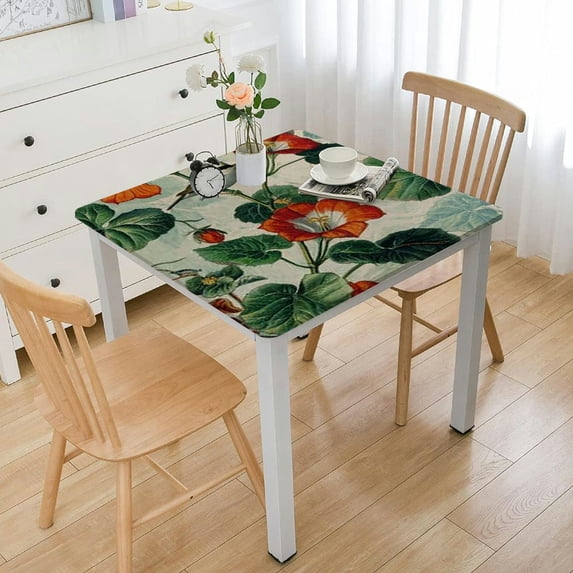 BANET  Spring Tablecloth  Rectangular, Watercolor Floral Flowers Washable Table Cover for Party Picnic Dinner Decor white