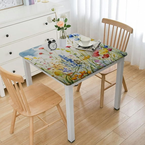 BANET Spring Tablecloth for Rectangle Tables - Blooming Flower Spring Decorations for Home - Water Resistant Flower Table Cloth for Party,Table white