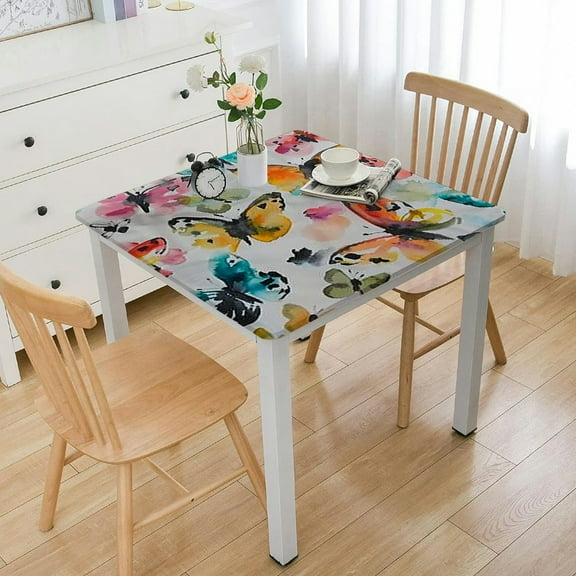 BANET Spring Vinyl Flannel Backed Tablecloth, Rectangle, Pastel Vinyl Tablecloth with Flannel Backing white