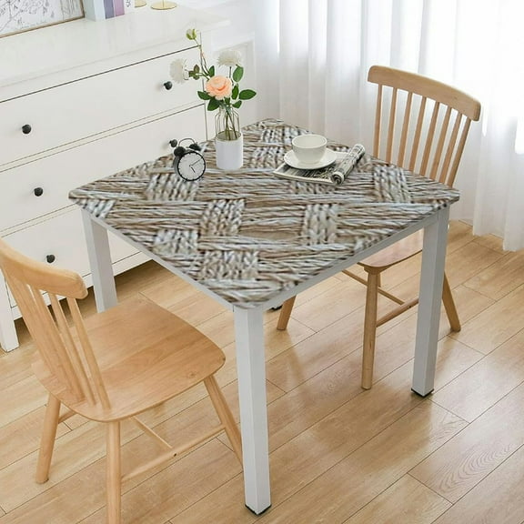 BANET Square Fitted with Flannel Backing Elastic Edge Design Table Cover Waterproof Oil-Proof Table Cloth Stain-Resistant Wipeable for Square Table 36*36