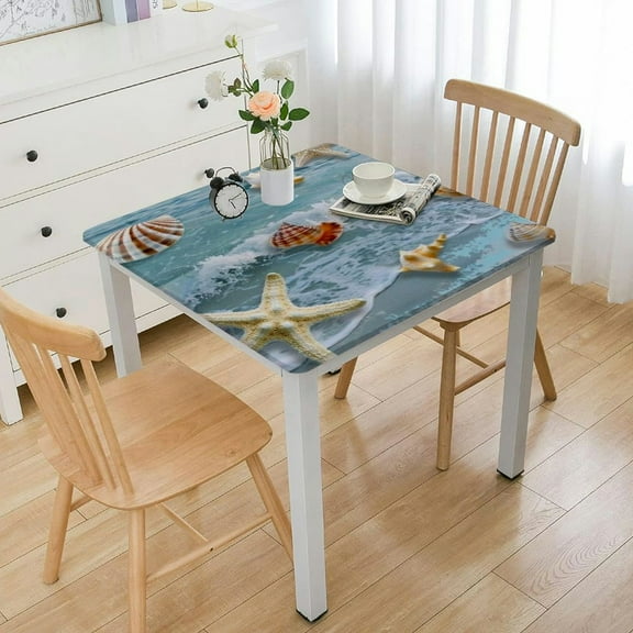 BANET Square Fitted, Table Cover Waterproof Reusable Table Cloth with Elastic Edge for Kitchen Dining Party 52*52