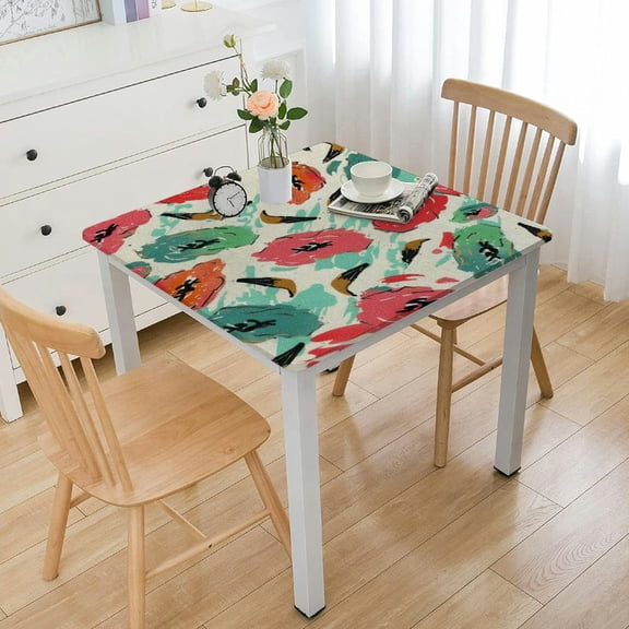 BANET Square Fitted Tablecloth, Hand Drawn Vector Abstract Textured Washable Table Covers Fits Square Table Waterproof Decor Table Cloth, for Holiday Party Dinner white