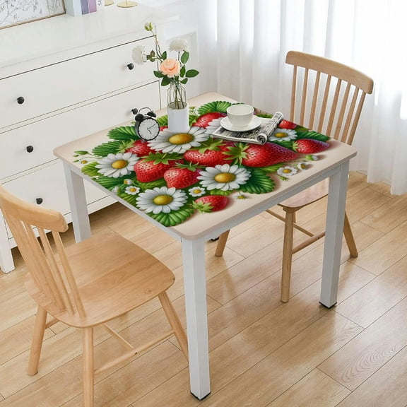 BANET Square Red Fruit Tablecloth Table Cloth Cover Decorative Lace Macrame for Buffet Table, Party, Holiday Dinner White