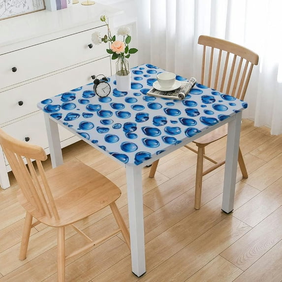 BANET Square ,Stain Wrinkle Resistant Washable Print,for Kitchen Party Decor(White Blue) white