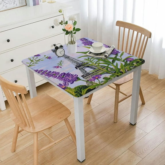 BANET Square Table Cloth Cover Eiffel Tower Paris Romantic City Tablecloth for Indoor Outdoor Picnic Party Fit for Square Tables white
