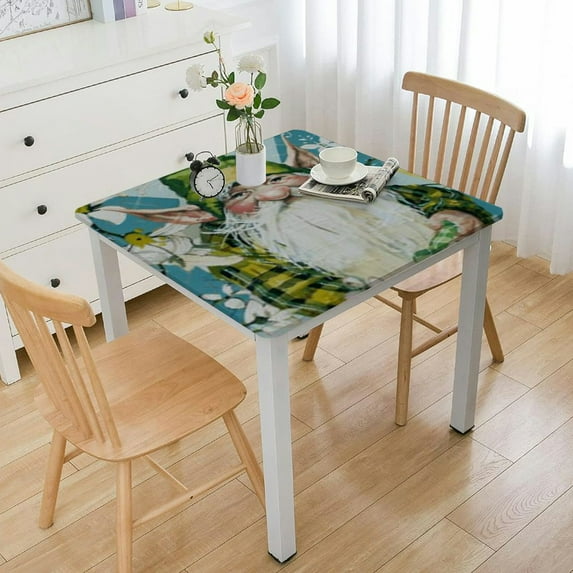 BANET Square Table Cloth, Eggs Spring Flower Floral Blue Plaid Table Cover,Waterproof Decorative Tablecloth for Indoor and Outdoor,Kitchen Dinning Tablecloth Protector White