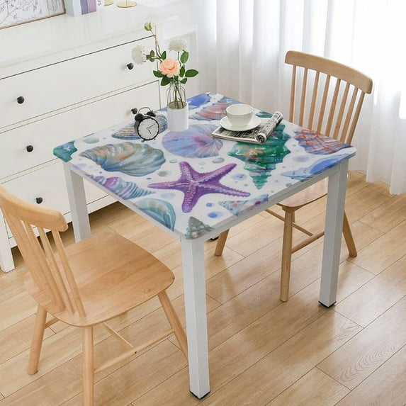 BANET Square Table Cloth Polyester Table Decorative for Kitchen Party white