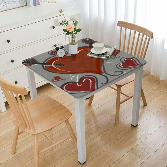 BANET Square Table Cloths,Valentine's Day Love Party Tablecloth Cotton Linens Table Covers for Kitchen Dinning Wedding Decoration,Anti-Stain/Wrinkle,Washable,Sweetheart Quotes white