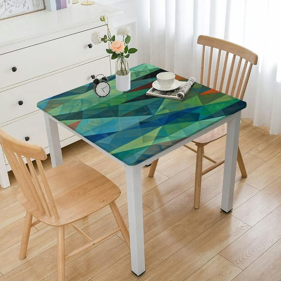 BANET Square Table Cover Fitted, Vintage Elasticized Polyester Table Cover, Magical Sky Dream Space with Photo Print Fitted Table Cloth, Fits Square Tables, for Indoor &amp; Outdoor Use White