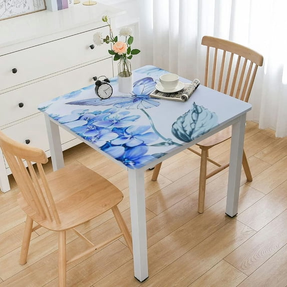 BANET Square Tablecloth , Blue Floral Table Cloth for Square Table, Waterproof Spring Tablecloth Wrinkle Free for Patio, Card Table, Party Decor white