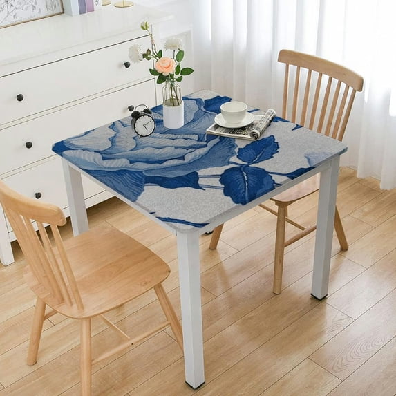 BANET Square Tablecloth Blue Tablecloth, Modern Square Tablecloth, Blue Tablecloth, Indoor/Outdoor Waterproof Wrinkle Free Durable Blue Tablecloth for Square Tables white