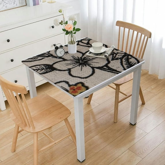 BANET Square Tablecloth Cotton Linen Table Cloth with Tassels for Restaurant, Picnic, Indoor and Table Cover Home Decoration, (Black White