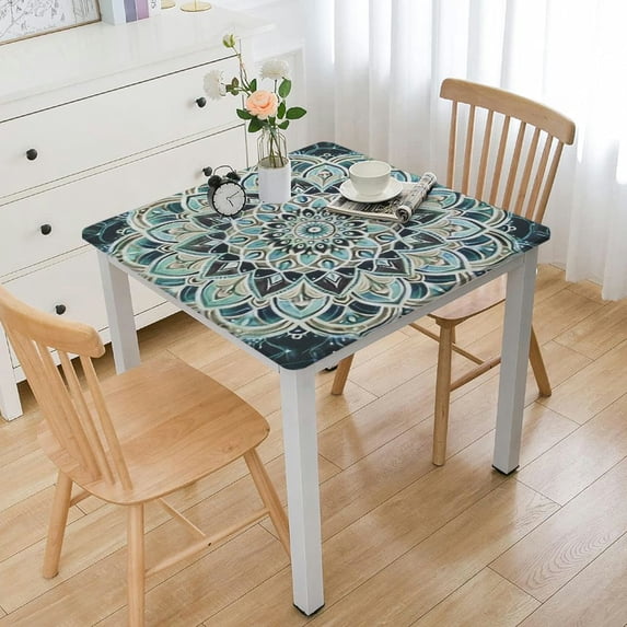 BANET Square Tablecloth Flower Mandala Table Cloths Waterproof Table Cover for Wedding Party Dining Holiday Banquet 46*46