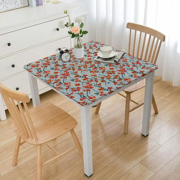 BANET Square Tablecloth,Stain Wrinkle Resistant Washable Print,for Kitchen Camping Dining white