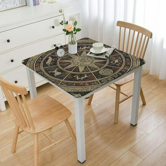 BANET Square Tablecloth, Vintage Circle Washable Dust-Proof Polyester Table Cover for Kitchen Dinning Tabletop Decoration white