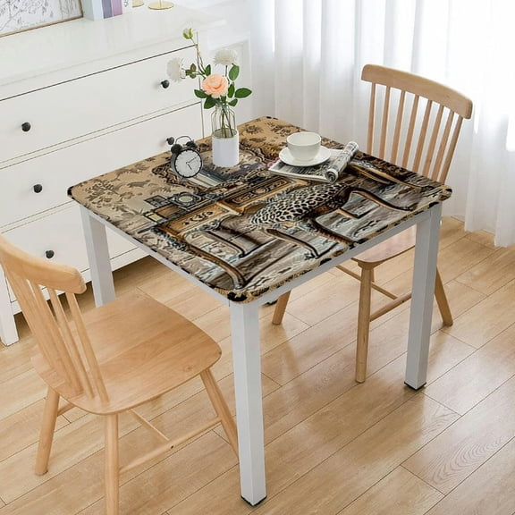 BANET Square Tablecloth Waterproof & Stainproof Tablecloths,Brown Dressing Table Washable Table Cloth Wrinkle-Free Fabric Table Cover for Dining/Party/Wedding Leopard Print Animal Skin white