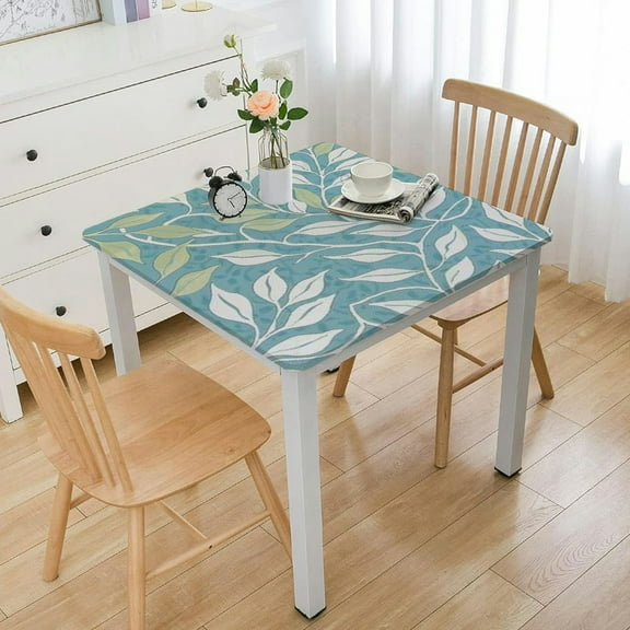 BANET Square Tablecloth with Backing Square Table Cloth Cover Wipeable Spillproof Waterproof Oilcloth Tablecloths white