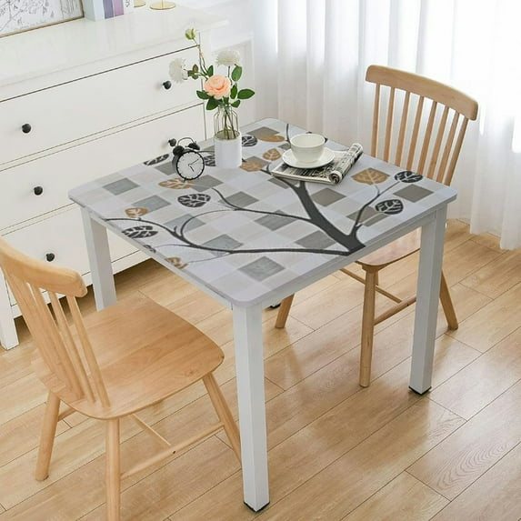 BANET Square Tablecloth with Flannel Backing Waterproof Oil-Proof Table Cloth Stain-Resistant Wipeable Table Cover for Square Table 46*46