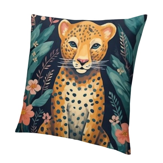 BANET Square Velvet Throw Pillow Covers Cute Grass Branches Leaves Soft Trim Cushion Cover for Bed Sofa Coffee Shop Chair Decoration 18x18in