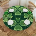 thumbnail image 1 of BANET  St Patricks Round Tablecloths Green Shamrocks with Plaid Circular Table Cover Washable Polyester for Dining Table, Buffet Parties and Camping 31"-35, 1 of 8