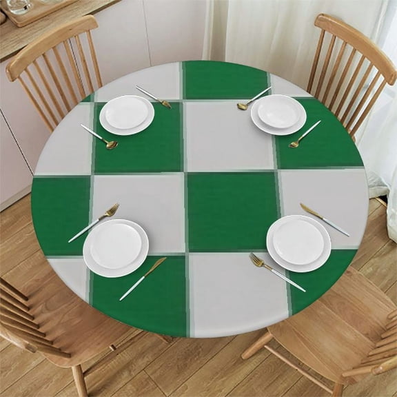BANET St Patricks Round Tablecloths for Circular Table Cover Plaid Washable Polyester for Dining Table, Buffet Parties and Camping 31"-35