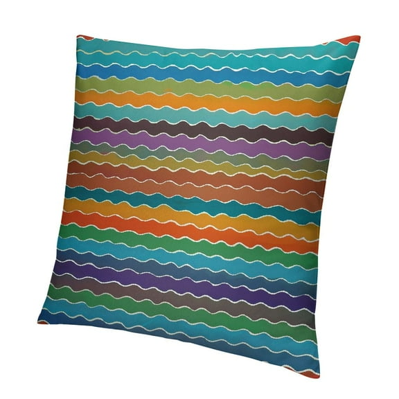 BANET Striped Throw Pillow Cushion Cover, Horizontal Circular Shapes Wavy Line Pattern Lash Contrast Tones Art Print, Decorative Square Accent Pillow Case 12x12in