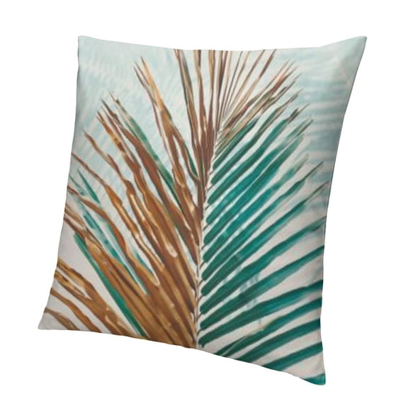 BANET Style Leaf Pattern Pillowcase for Home Decoration, Digital Printed Square Cushion Cover, Perfect for and Pillowcase. White
