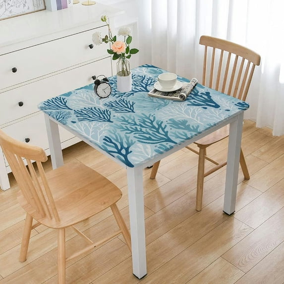 BANET Summer Blue Tablecloth Sea Ocean Table Cloths Indoor Outdoor Botanical Table Waterproof Table Cover for Kitchen Dining Party Wedding Holiday