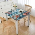 thumbnail image 1 of BANET Summer Sea Starfish Conch Coral Rectangle Tablecloth, Coastal Ocean Wave Stripes Decorative Table Cloth Dining Table Cover, Seasonal Beach Dinner Party Picnic Decoration, 1 of 7