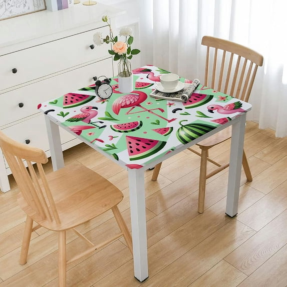 BANET Summer Square Tablecloth Pink Animal Fruit White Table Cover Washable Polyester Table Cloth for Buffet Party Dinner Picnic White