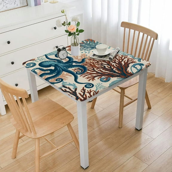 BANET Summer Tablecloth for Rectangle/Oval Tables Beach Theme and Fabric Table Cover Washable Table Cloth for Dinning Wedding Party Outdoor Picnic Decorative White