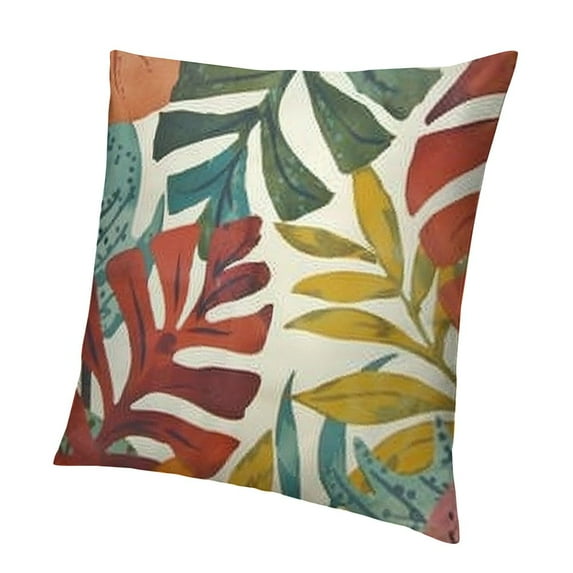 BANET Summer Tropical Leaves Throw Pillow Covers Pillow Covers Abstract and Cushion Case for Sofa Patio Indoor Outdoor Decor White
