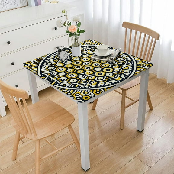 BANET  Table Cloth Bee Honeycomb, Hexagon Bee Honeycomb Farmhouse Tablecloth Soft Table Cover for Kitchen Dinning Tabletop Decoration,Fitted Tablecloth Yellow White