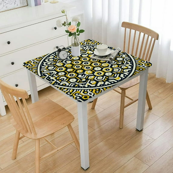 BANET Table Cloth Bee Honeycomb, Hexagon Bee Honeycomb Farmhouse Tablecloth Soft Table Cover for Kitchen Dinning Tabletop Decoration,Fitted Tablecloth Yellow White