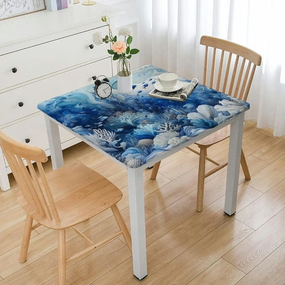 BANET Table Cloth, Decorative Tablecloth, Ocean Themed Waterproof Table Cover for Dining Table Kitchen Party Picnic Camping, Square