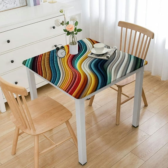 BANET Table Cloth, Decorative Tablecloths, Spillproof Soil Resistant Table Cover for Kitchen Colorful Stripe
