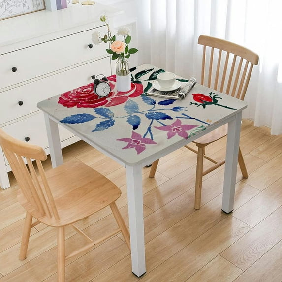 BANET Table Cloth Decorative Tablecover Washable Rectangle Tablecloths, Dining, Buffet Parties & Wedding, Happy Florals - - Spring/Summer white