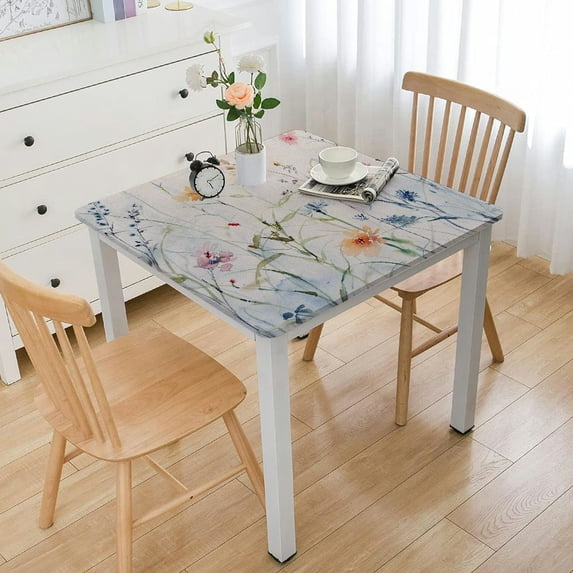 BANET Table Cloth Decorative Tablecover Washable Square Tablecloths, Dining, Buffet Parties & Wedding Use, Ice Florals - Thanksgiving/Christmas white