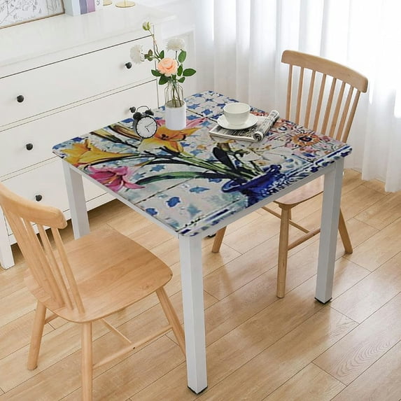 BANET Table Cloths Decorative Washable Rectangle Tablecloth Table Cloth, Dining, Kitchen, Parties & Camping, Faience - Spring/Summer white