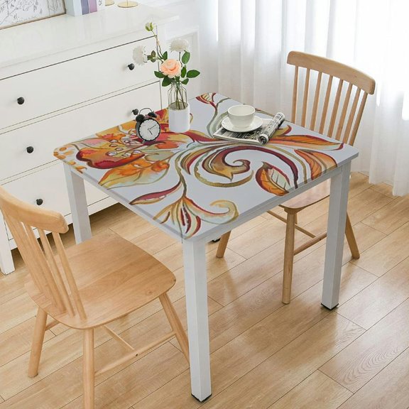 BANET Table Cover Decorative Washable Square s, Dining, , Wedding, , Palatial Paisley - Thanksgiving/Christmas white