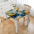 thumbnail image 1 of BANET  Tablecloth Abstract Floral, Watercolor Flowers Blur Blue Yellow Square Table Cloths Anti-Shrink Decorative Table Cover for Kitchen Dinning Tabletop Outdoor Picnic BBQ White, 1 of 7