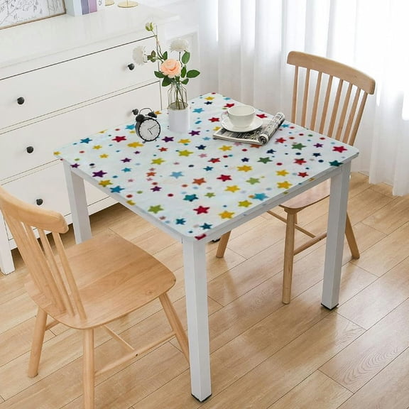 BANET Tablecloth Colorful Confetti Table Cover Square Shower Party Table Covers Square Rectangle Tablecloth for Party Decoration white